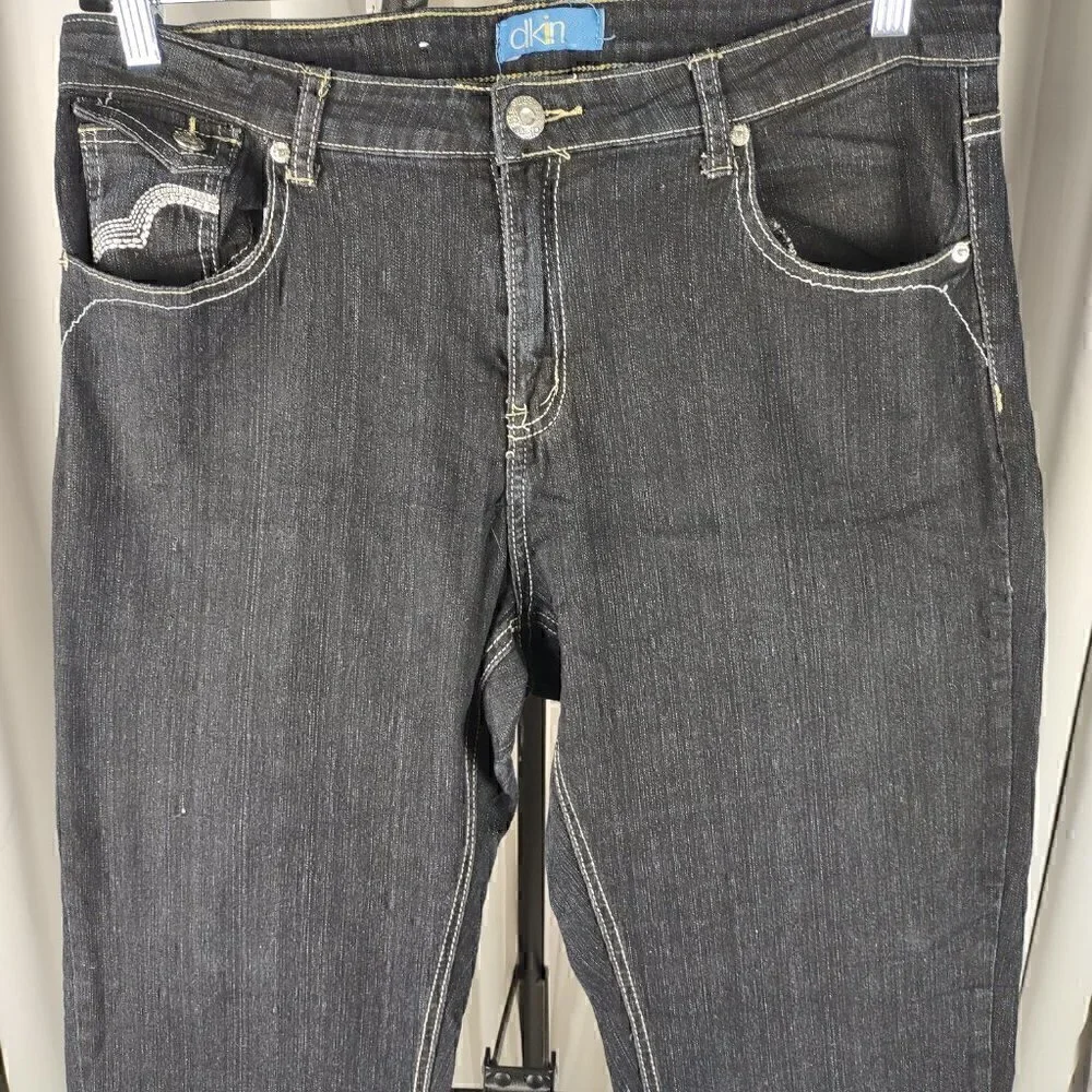 DKIN Women's Black Cotton Blend Jeans Size 18W - Picture 2 of 10